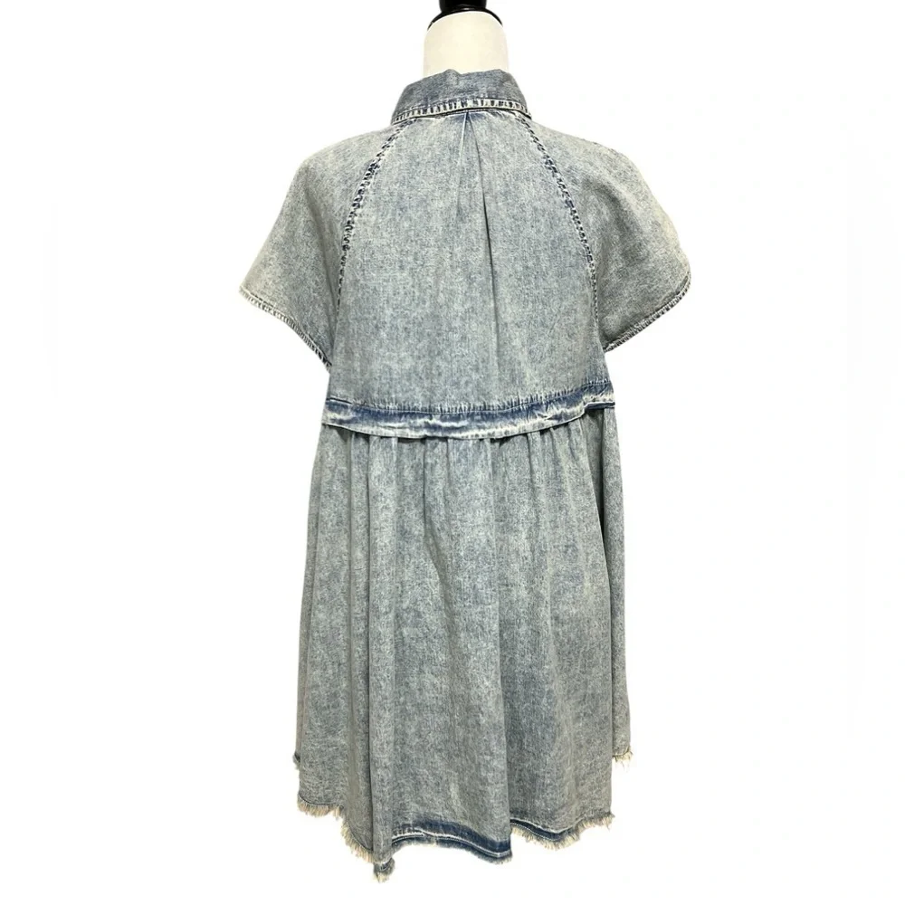 FREE PEOPLE Ronnie Denim Mini Dress In Worn In Wash - Picture 5 of 11